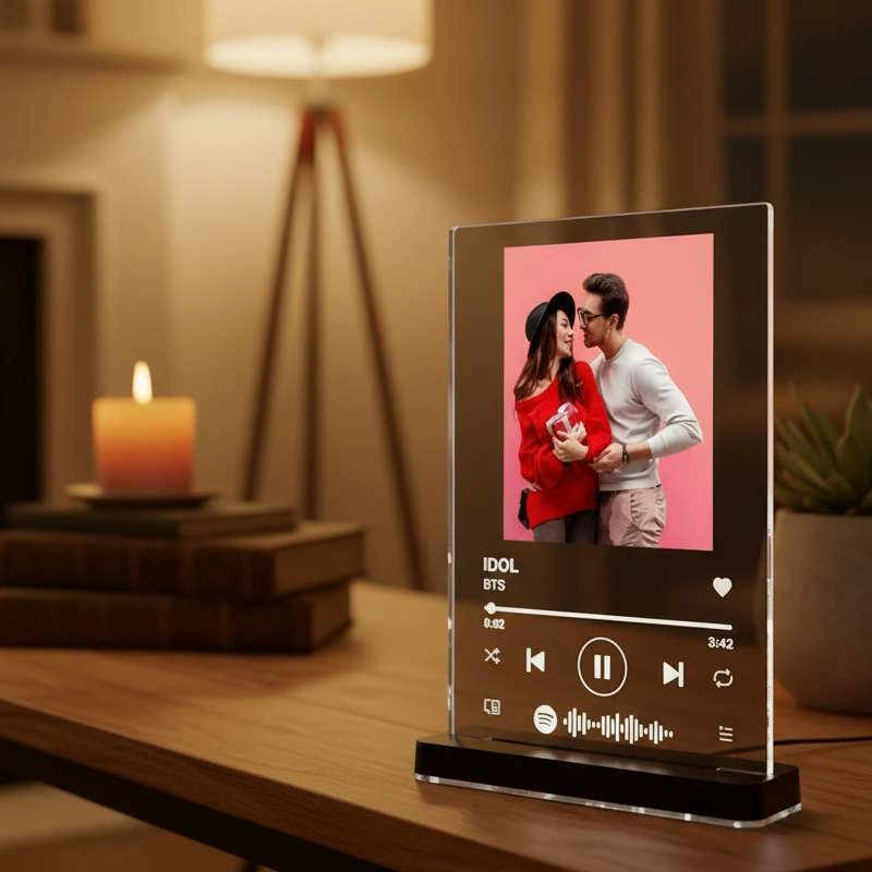 LED Acrylic Sportify Photo Frame With Light Stand - Image 3